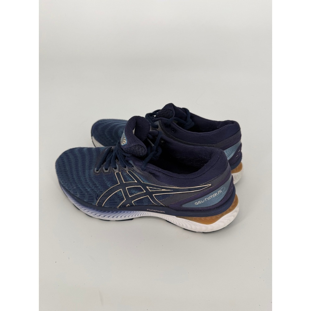 ASICS Gel-Nimbus 22 Navy Blue Gold Running Shoes Womens 7 1012A587